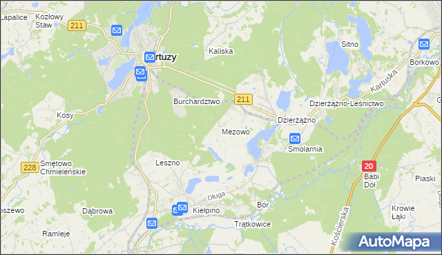 mapa Mezowo, Mezowo na mapie Targeo