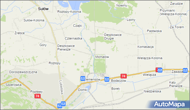 mapa Michalów gmina Sułów, Michalów gmina Sułów na mapie Targeo