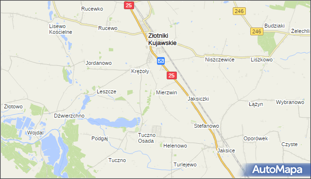 mapa Mierzwin gmina Złotniki Kujawskie, Mierzwin gmina Złotniki Kujawskie na mapie Targeo
