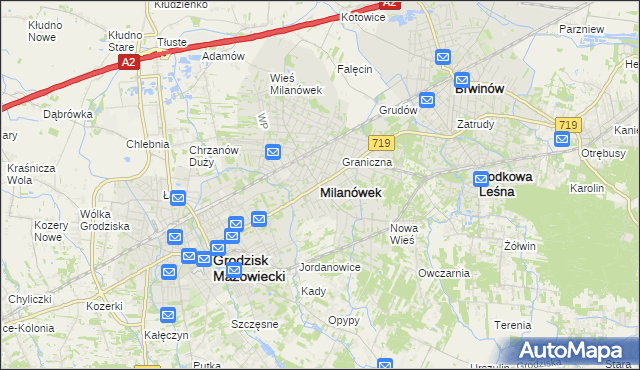 mapa Milanówek, Milanówek na mapie Targeo