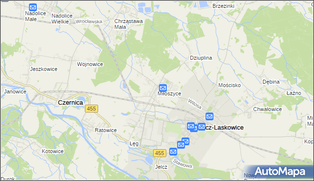 mapa Miłoszyce, Miłoszyce na mapie Targeo