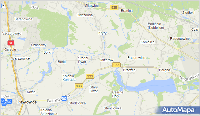 mapa Mizerów, Mizerów na mapie Targeo