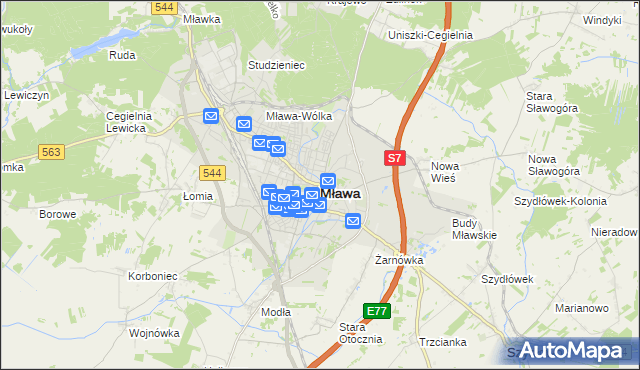 mapa Mława, Mława na mapie Targeo