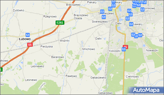 mapa Mnichowo gmina Gniezno, Mnichowo gmina Gniezno na mapie Targeo