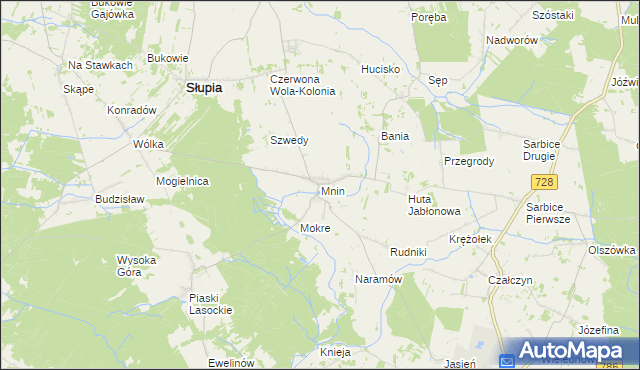 mapa Mnin, Mnin na mapie Targeo