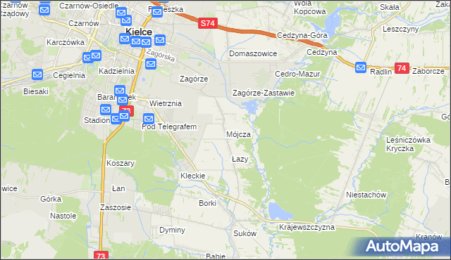 mapa Mójcza, Mójcza na mapie Targeo