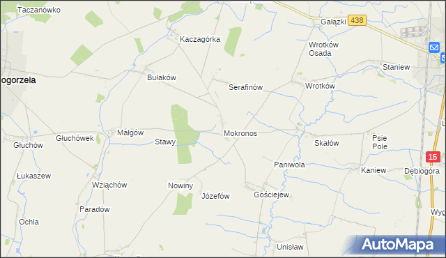 mapa Mokronos gmina Koźmin Wielkopolski, Mokronos gmina Koźmin Wielkopolski na mapie Targeo