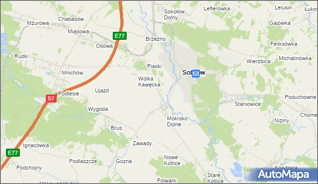 mapa Mokrsko Górne, Mokrsko Górne na mapie Targeo