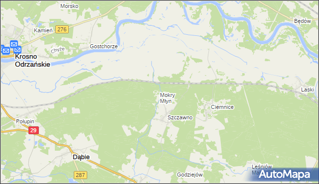 mapa Mokry Młyn, Mokry Młyn na mapie Targeo