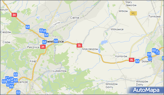 mapa Mokrzeszów, Mokrzeszów na mapie Targeo