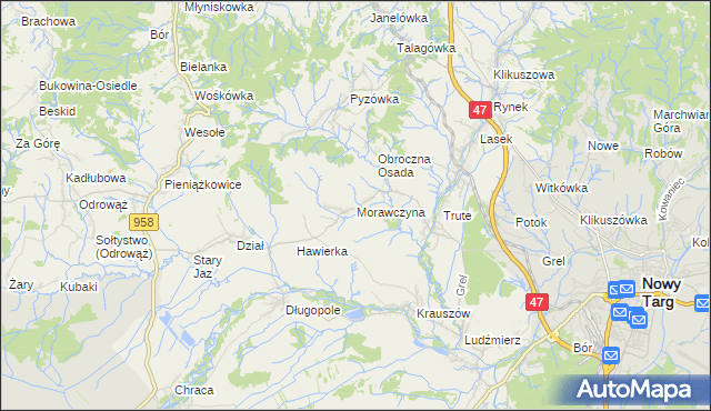 mapa Morawczyna, Morawczyna na mapie Targeo