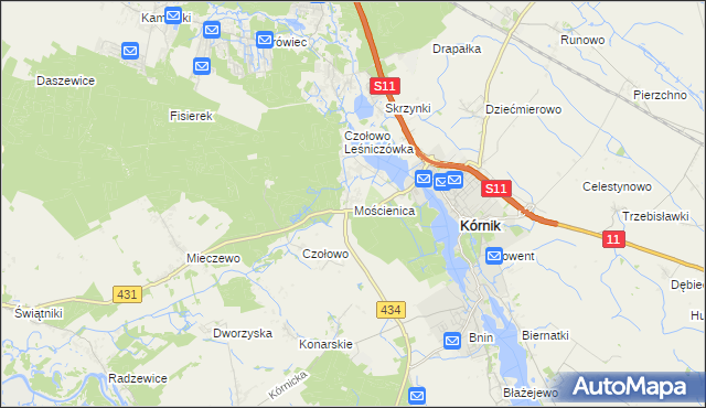 mapa Mościenica, Mościenica na mapie Targeo