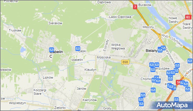 mapa Mościska gmina Izabelin, Mościska gmina Izabelin na mapie Targeo