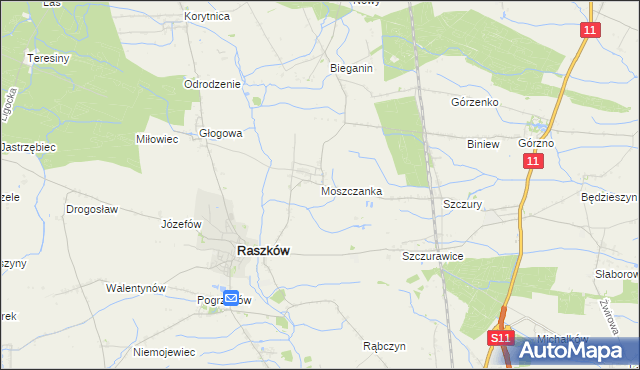 mapa Moszczanka gmina Raszków, Moszczanka gmina Raszków na mapie Targeo