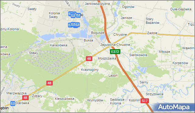 mapa Moszczanka gmina Ryki, Moszczanka gmina Ryki na mapie Targeo