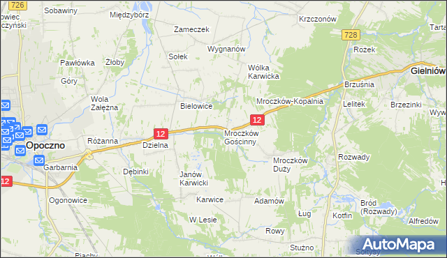 mapa Mroczków Gościnny, Mroczków Gościnny na mapie Targeo