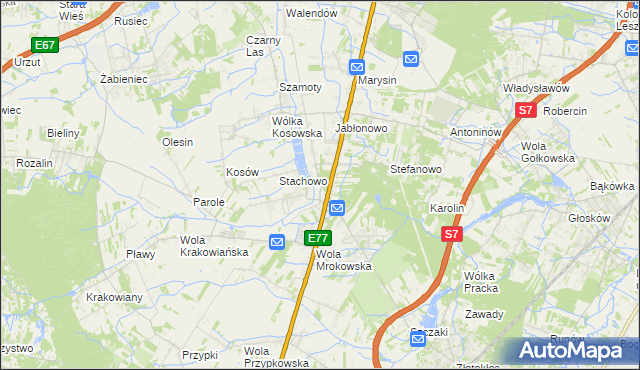 mapa Mroków gmina Lesznowola, Mroków gmina Lesznowola na mapie Targeo