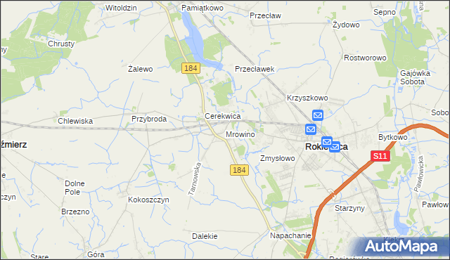 mapa Mrowino, Mrowino na mapie Targeo