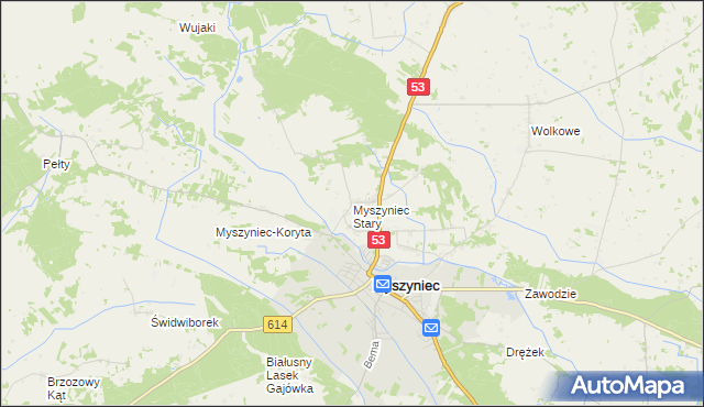mapa Myszyniec Stary, Myszyniec Stary na mapie Targeo