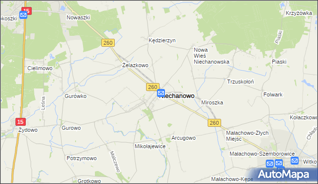 mapa Niechanowo, Niechanowo na mapie Targeo