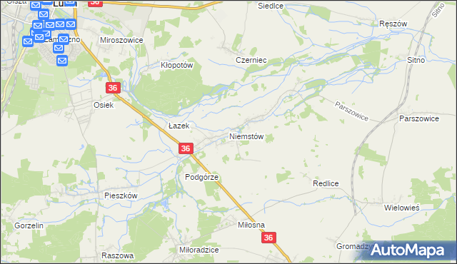 mapa Niemstów gmina Lubin, Niemstów gmina Lubin na mapie Targeo