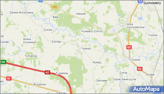 mapa Niwiski, Niwiski na mapie Targeo