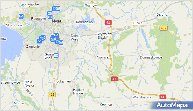 mapa Niwnica, Niwnica na mapie Targeo