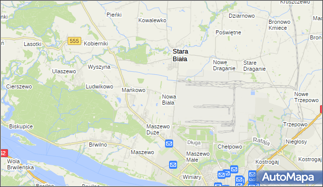 mapa Nowa Biała gmina Stara Biała, Nowa Biała gmina Stara Biała na mapie Targeo