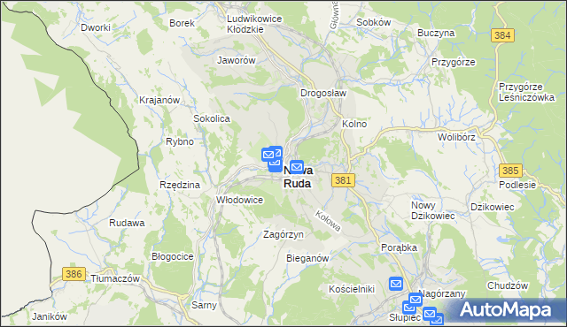 mapa Nowa Ruda powiat kłodzki, Nowa Ruda powiat kłodzki na mapie Targeo