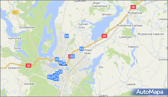 mapa Nowa Wieś gmina Iława, Nowa Wieś gmina Iława na mapie Targeo