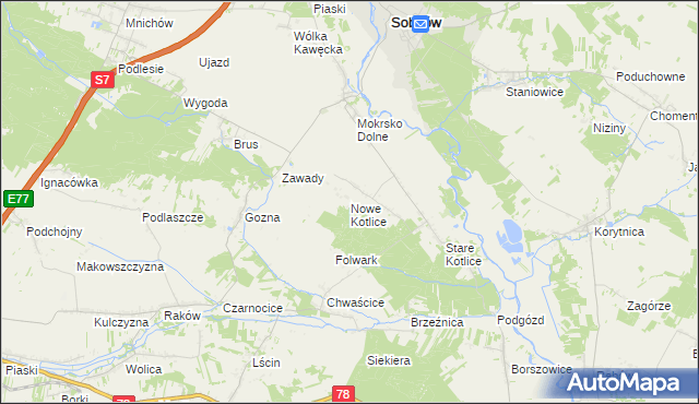 mapa Nowe Kotlice, Nowe Kotlice na mapie Targeo