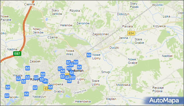 mapa Nowe Lipiny, Nowe Lipiny na mapie Targeo