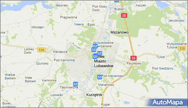 mapa Nowe Miasto Lubawskie, Nowe Miasto Lubawskie na mapie Targeo