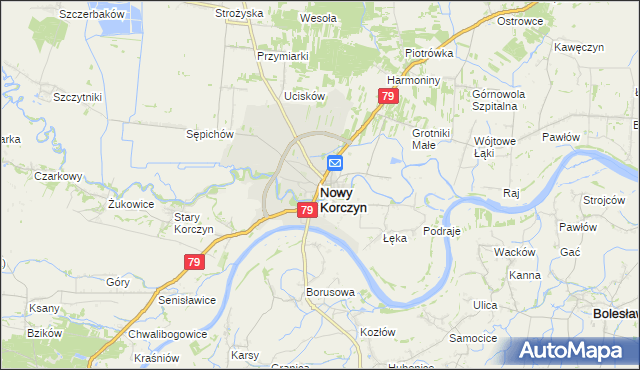 mapa Nowy Korczyn, Nowy Korczyn na mapie Targeo