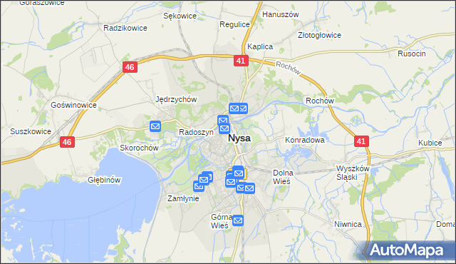mapa Nysy, Nysa na mapie Targeo