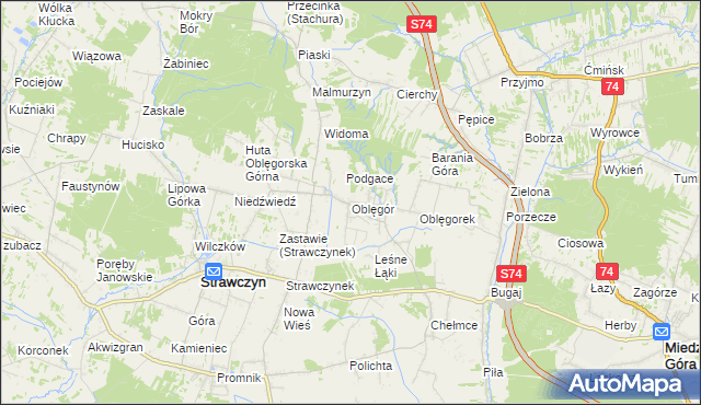 mapa Oblęgór, Oblęgór na mapie Targeo