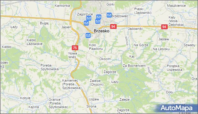 mapa Okocim, Okocim na mapie Targeo