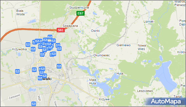 mapa Okuniowiec, Okuniowiec na mapie Targeo