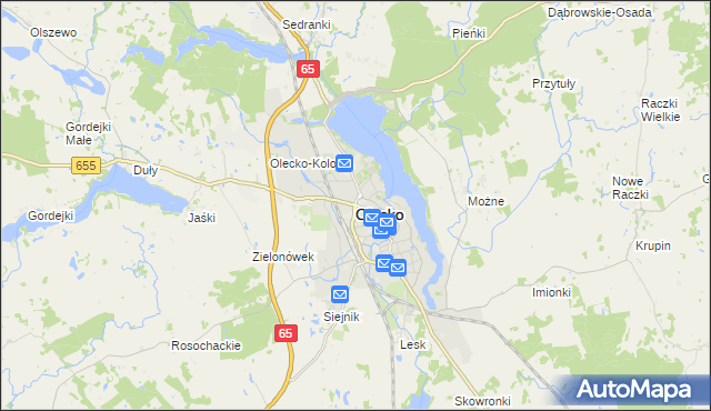 mapa Olecko, Olecko na mapie Targeo