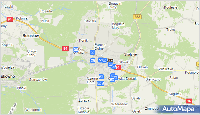 mapa Olkusz, Olkusz na mapie Targeo