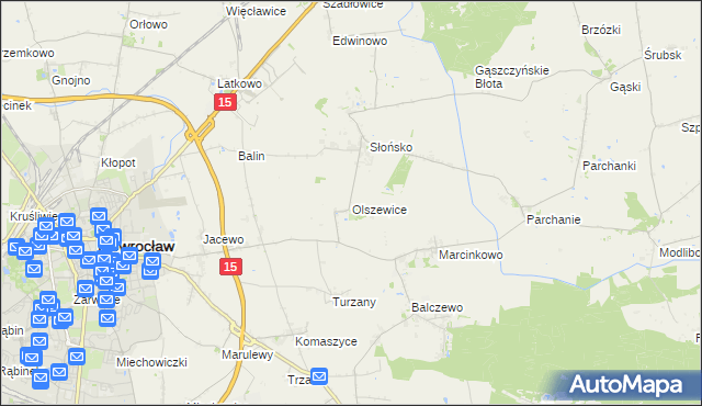 mapa Olszewice gmina Inowrocław, Olszewice gmina Inowrocław na mapie Targeo