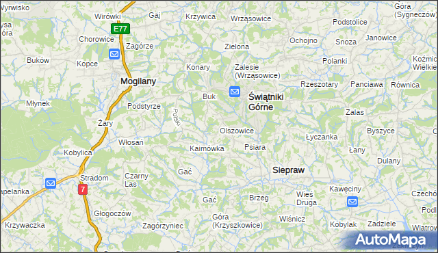 mapa Olszowice, Olszowice na mapie Targeo