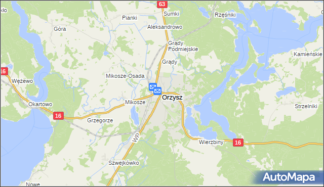 mapa Orzysz, Orzysz na mapie Targeo