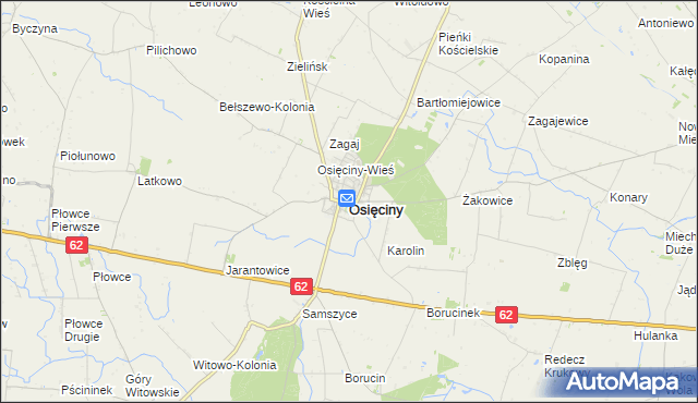 mapa Osięciny, Osięciny na mapie Targeo