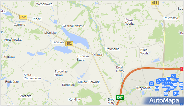 mapa Osowa gmina Suwałki, Osowa gmina Suwałki na mapie Targeo