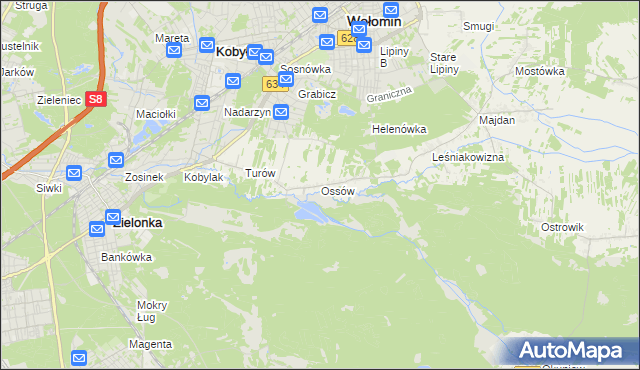 mapa Ossów, Ossów na mapie Targeo