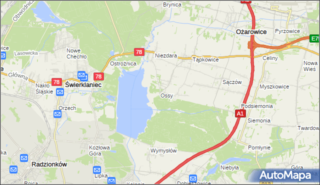 mapa Ossy, Ossy na mapie Targeo