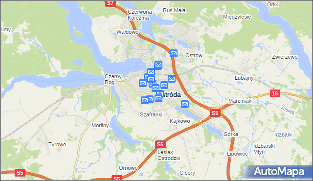 mapa Ostróda, Ostróda na mapie Targeo