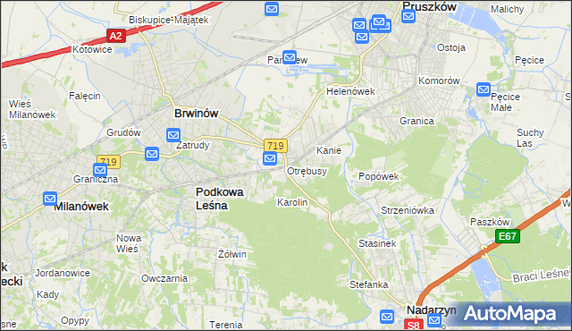 mapa Otrębusy, Otrębusy na mapie Targeo