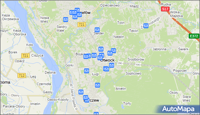 mapa Otwock, Otwock na mapie Targeo